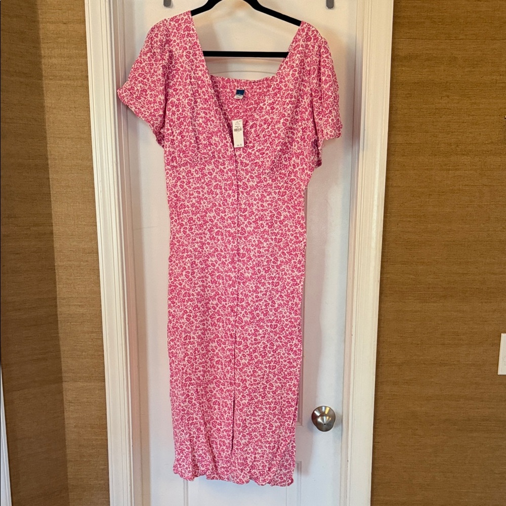 Old Navy Pink Floral Midi Dress